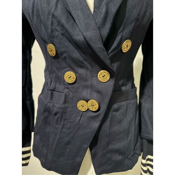 Cabi Grand slam navy stretch blazer Gold accent buttons  0 - Picture 3 of 9